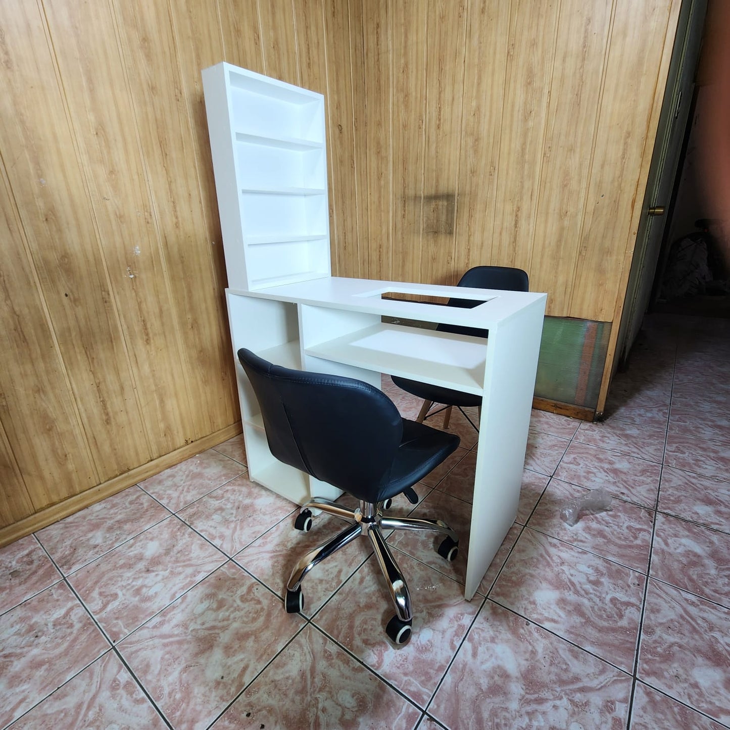 set mesa de manicura con vidrio