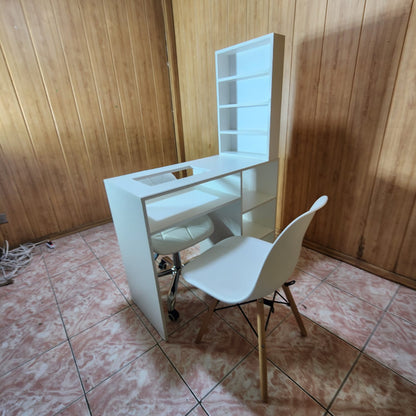 set mesa de manicura con vidrio