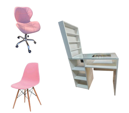 set mesa de manicura con vidrio